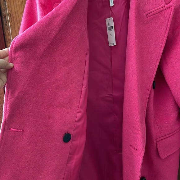 NWT AVEC LE FILLES DOUBLE BREASTED HOT PINK WOOL “FEEL” COAT. SIZE M. - Picture 7 of 16